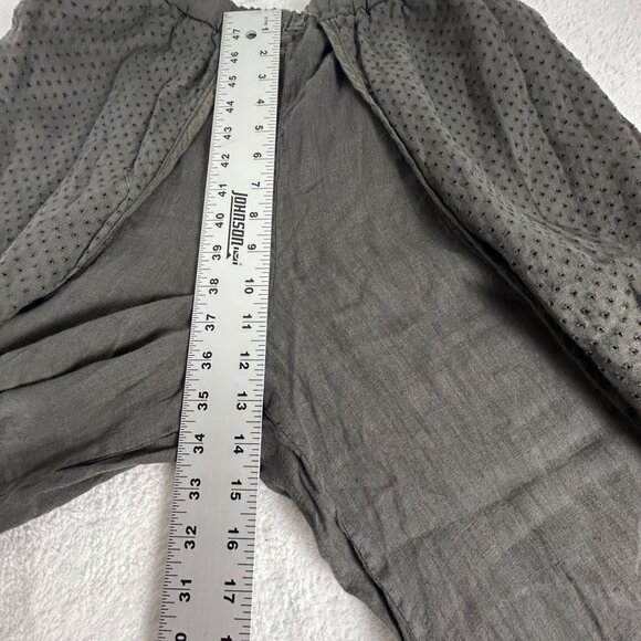Cynthia Ashby Womens Polka Dot Linen Cropped Wrap Pants Small Gray Pockets New - Picture 9 of 11